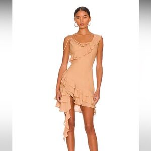 Asymmetrical ruffle mini dress